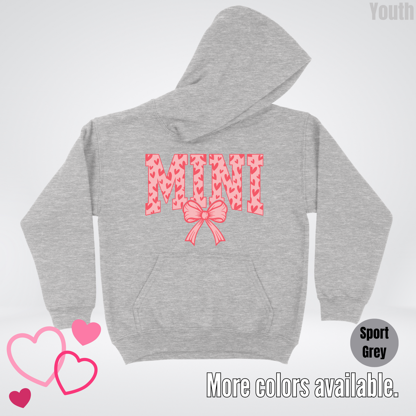 Mini Coquette Hearts Valentines Day Youth Hoodie