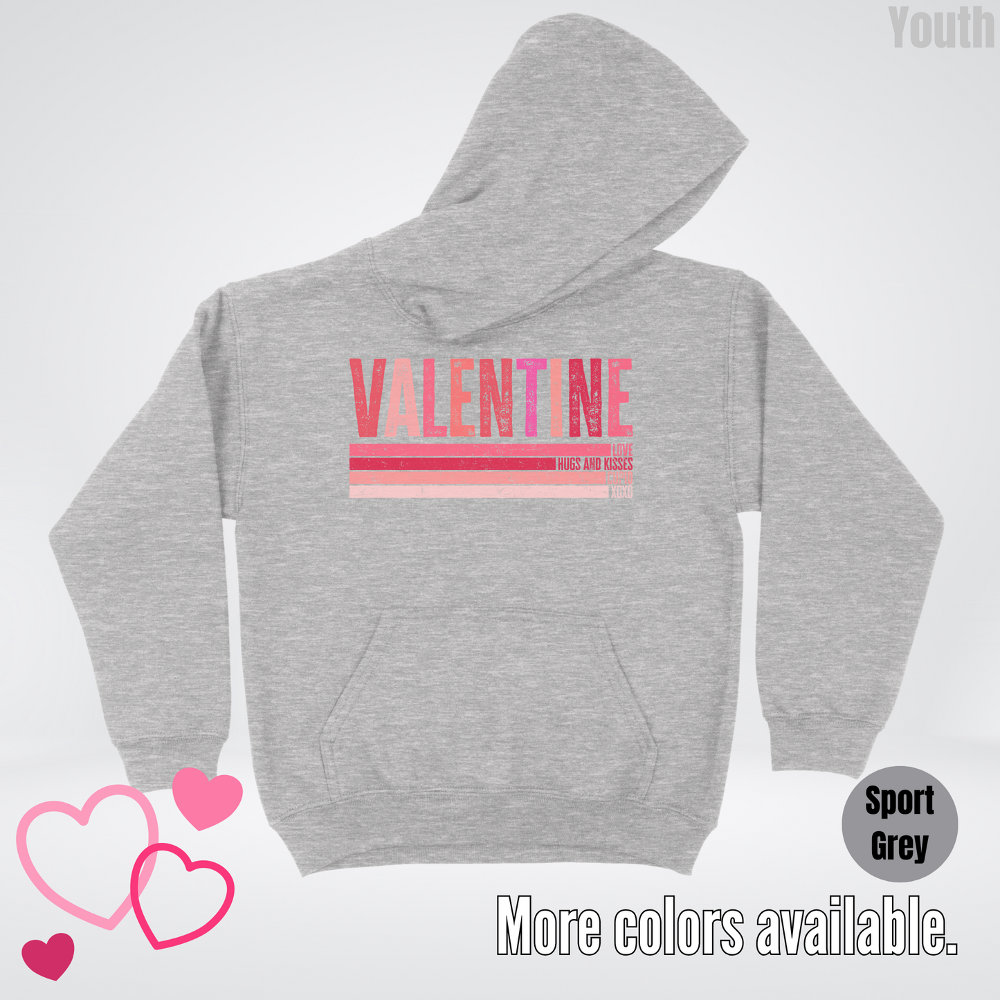 Valentine Hugs & Kisses Youth Hoodie