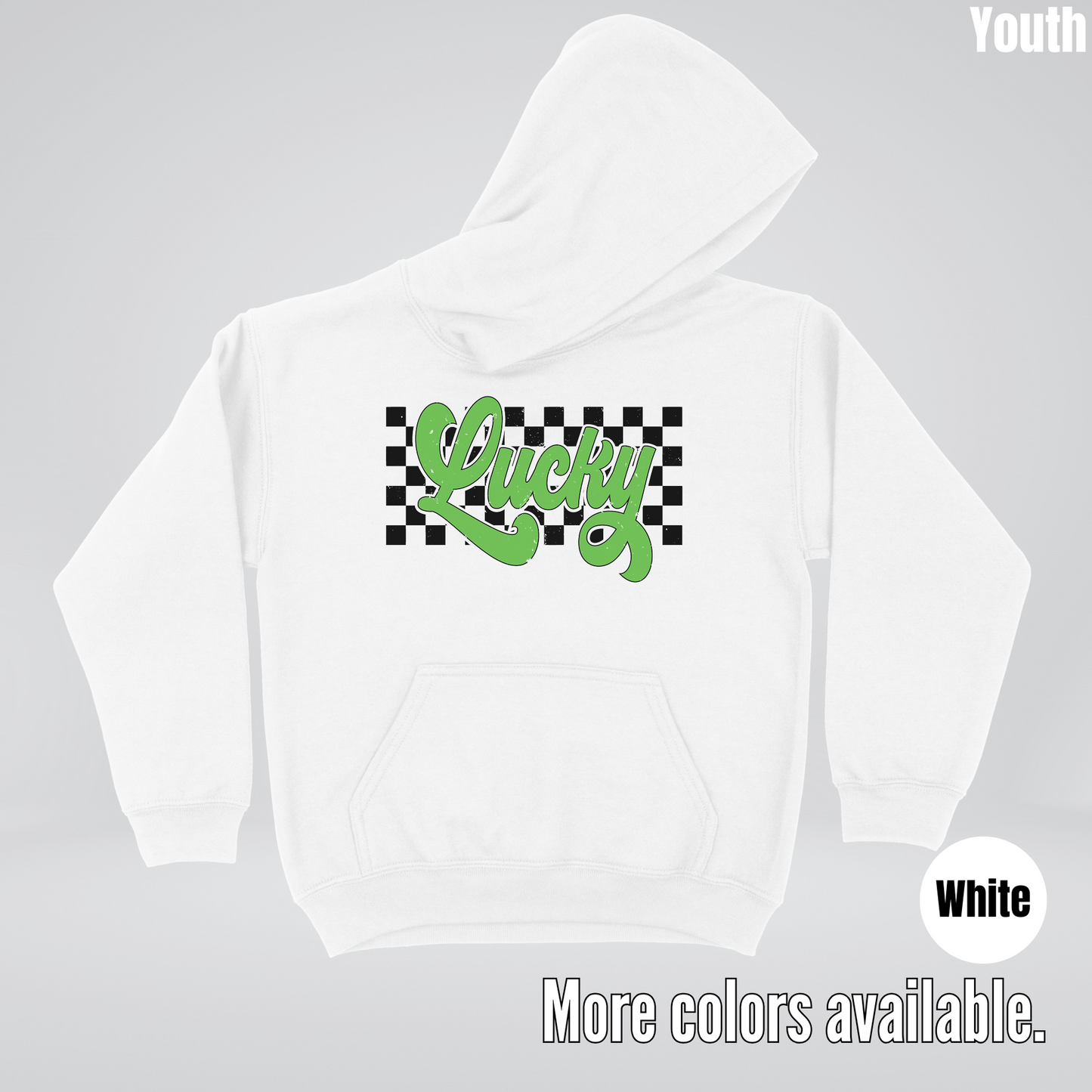 Lucky Cursive Checkered Retro – Saint Patrick’s Day Youth Hoodie
