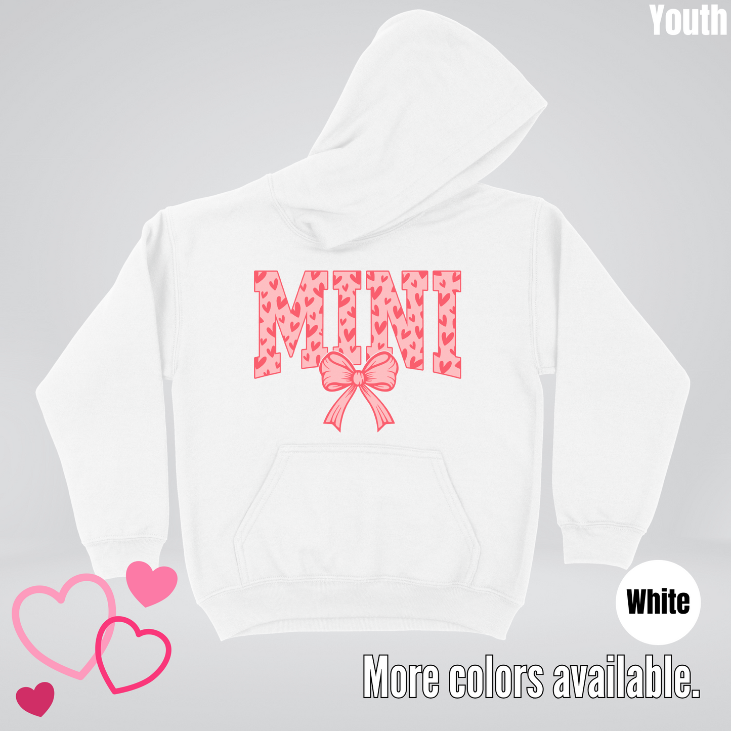 Mini Coquette Hearts Valentines Day Youth Hoodie