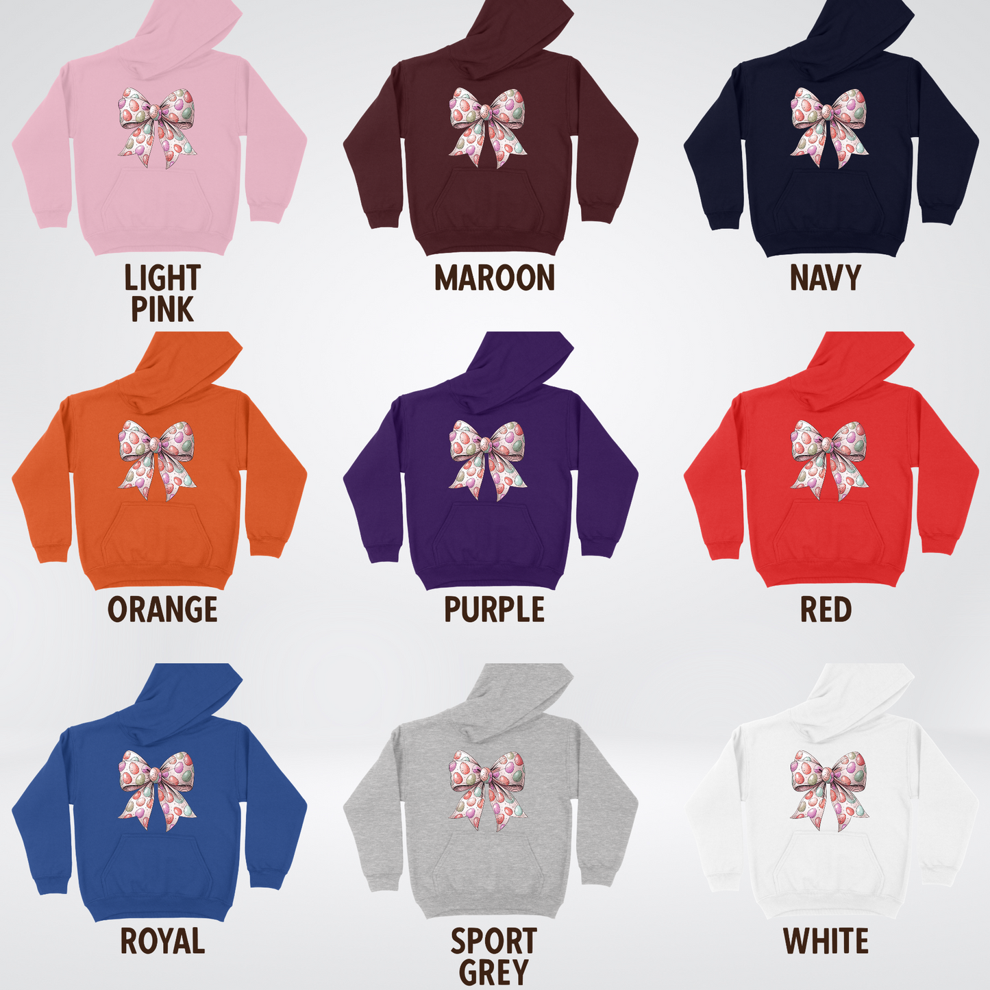 Easter Eggs Coquette Bow Youth Hoodie