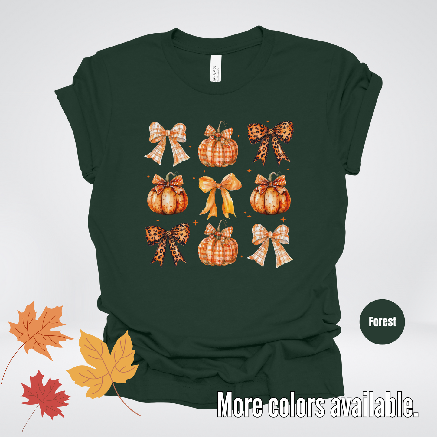 Fall Coquette Leopard Print and Flannel Bows And Pumpkins T-Shirt