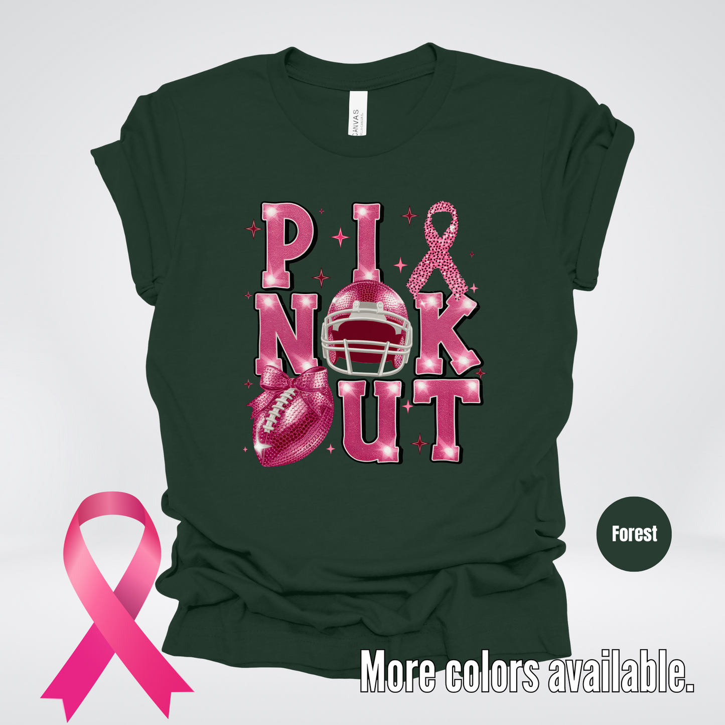 Pink Out Football Coquette Glitter Helmet T-Shirt