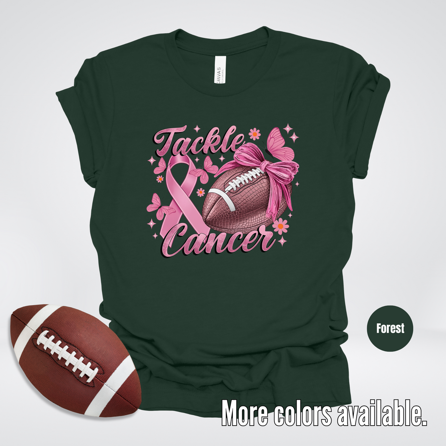 Tackle Cancer Coquette Football T-Shirt