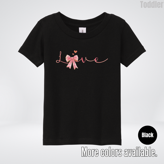 Love Pink Watercolor Coquette Bow Toddler T-Shirt