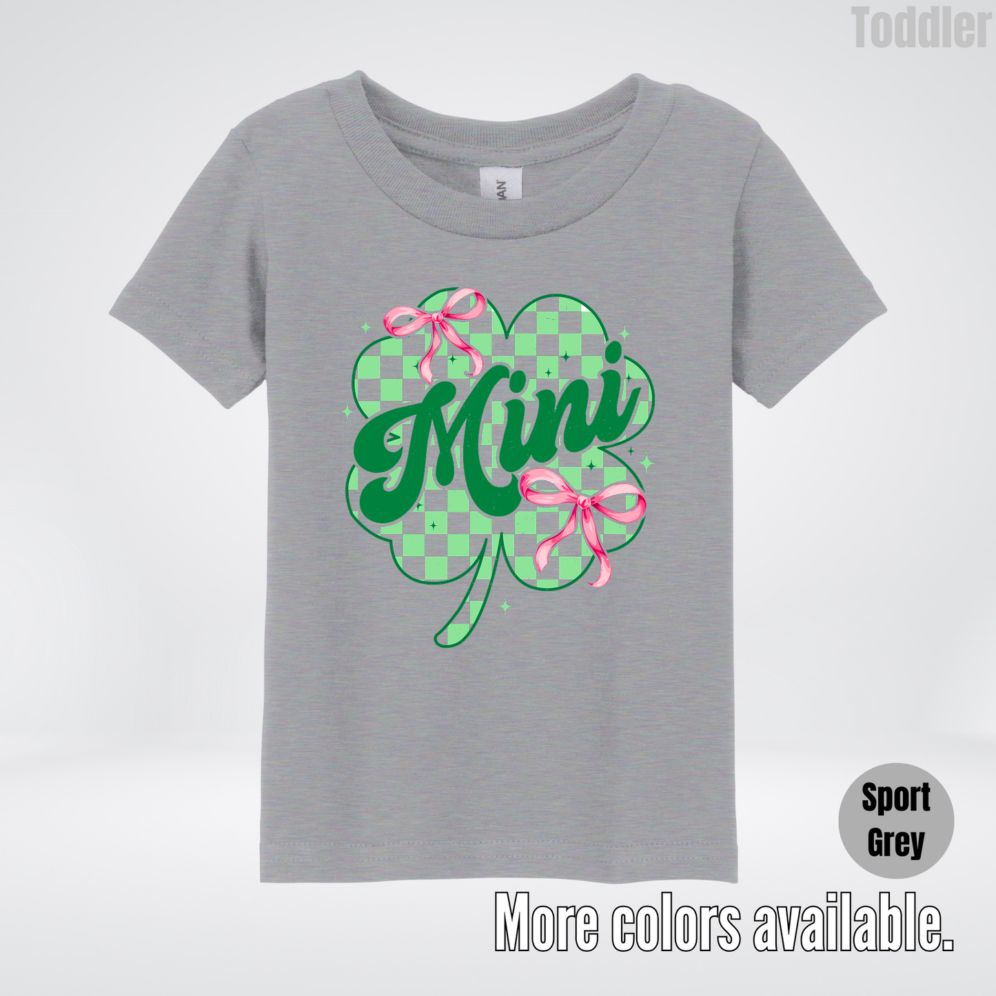 Coquette Mini Pink Bows Checkered Retro Four Leaf Clover Saint Patrick's Day Toddler T-Shirt