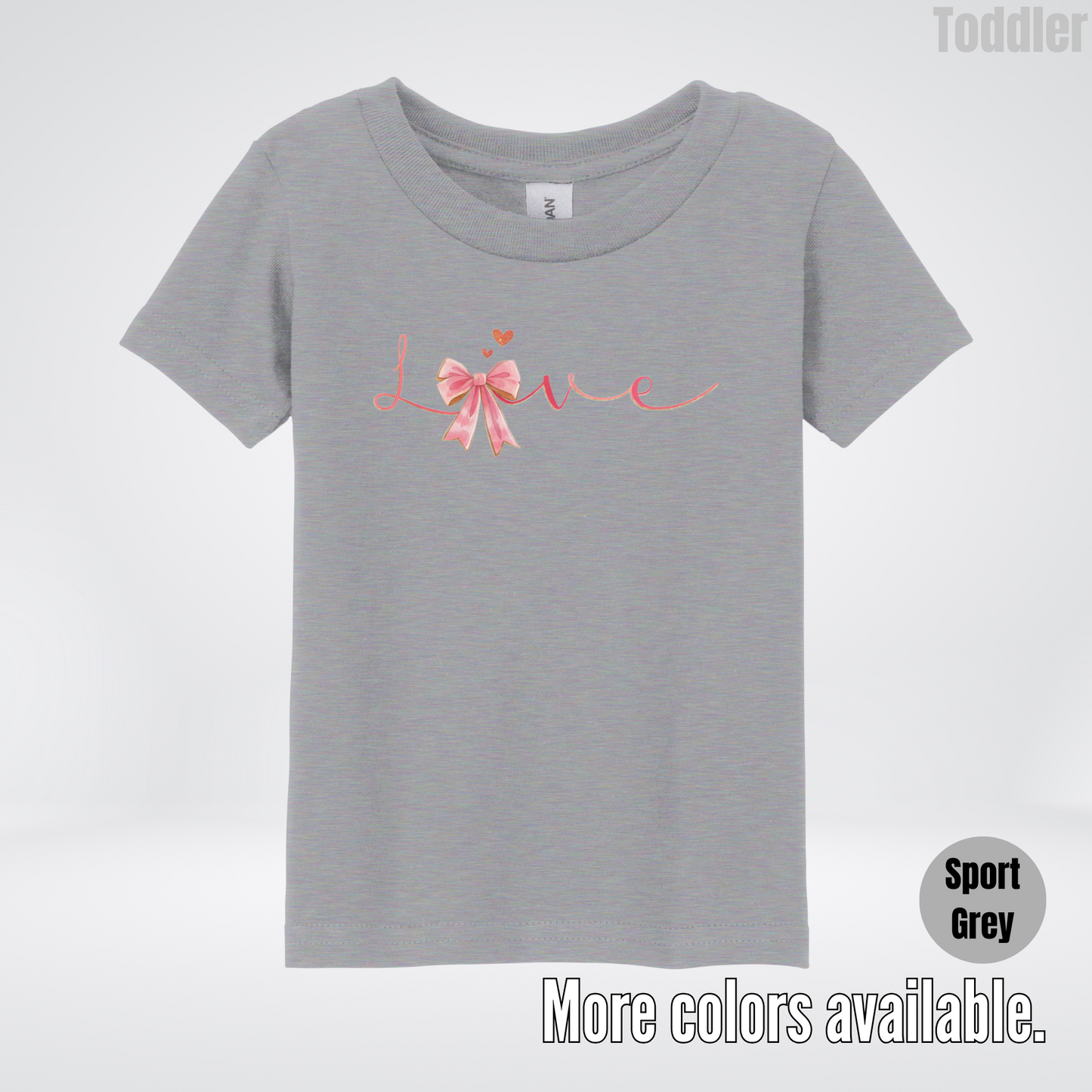 Love Pink Watercolor Coquette Bow Toddler T-Shirt