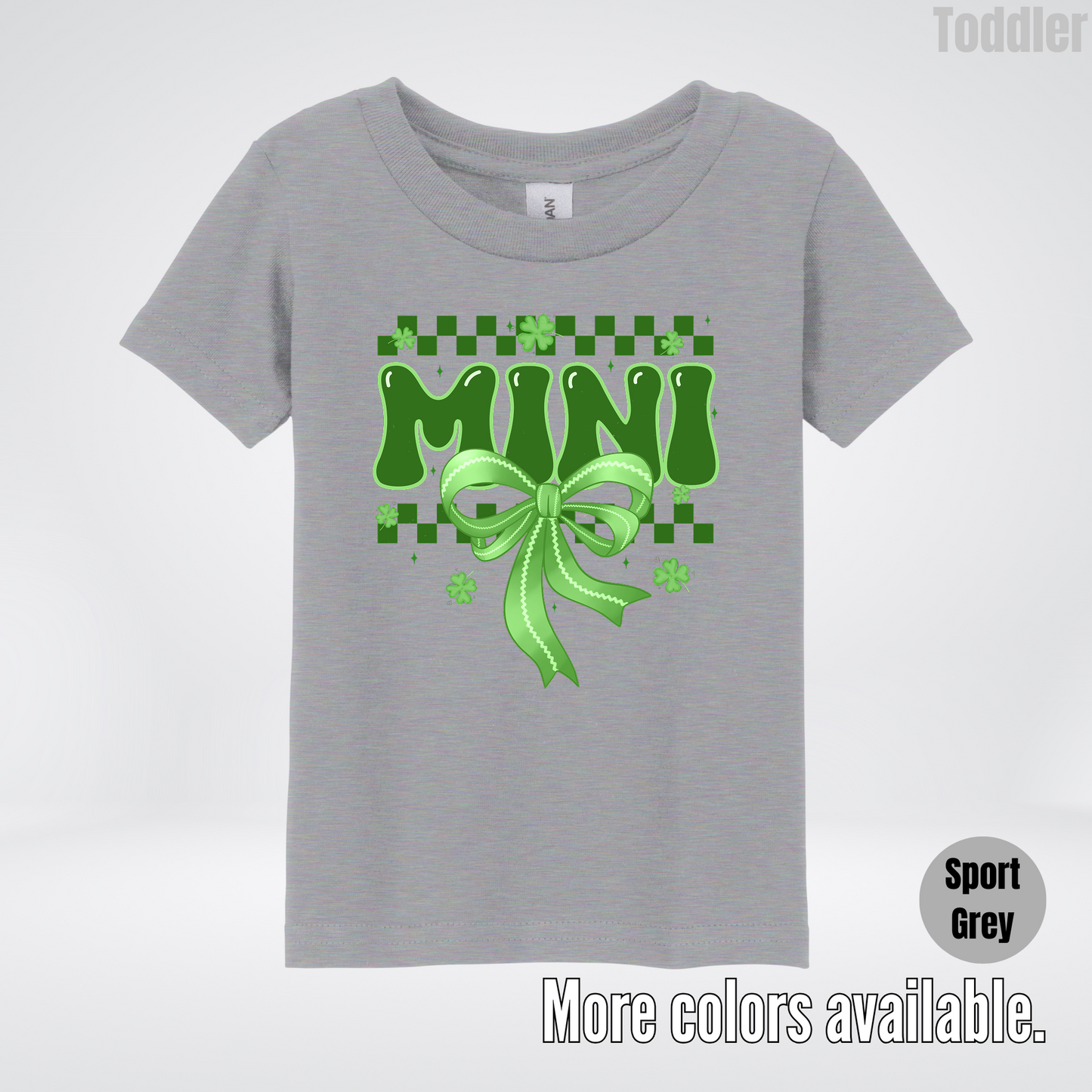 Mini Coquette Green Bow Checkered Retro Four Leaf Clovers Toddler T-Shirt