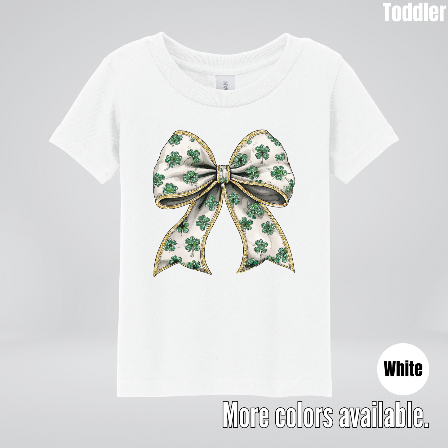 Lucky Clover Green Coquette Glitter Bow – Saint Patrick’s Day Toddler T-Shirt