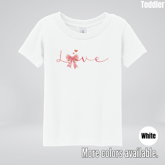 Love Pink Watercolor Coquette Bow Toddler T-Shirt