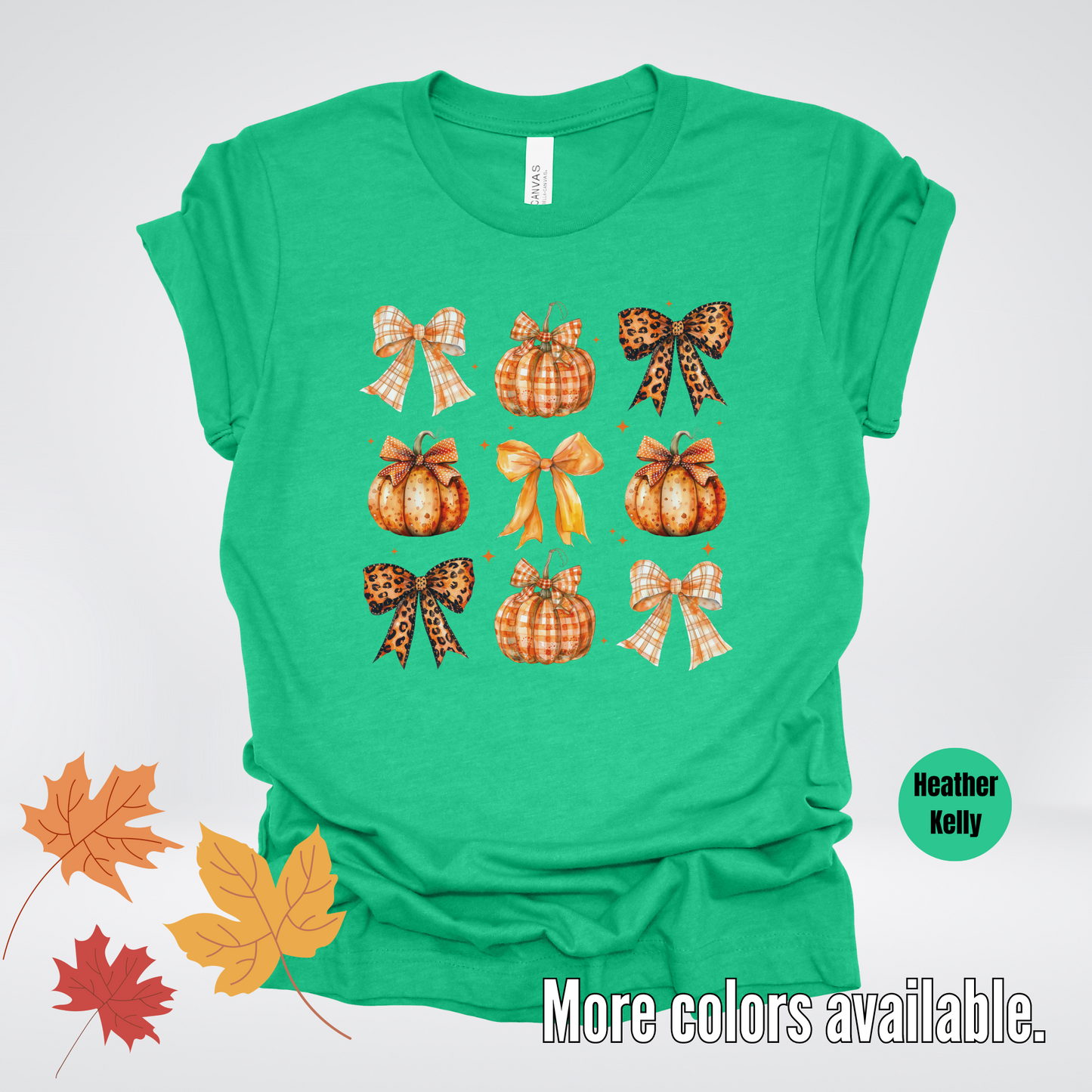 Fall Coquette Leopard Print and Flannel Bows And Pumpkins T-Shirt