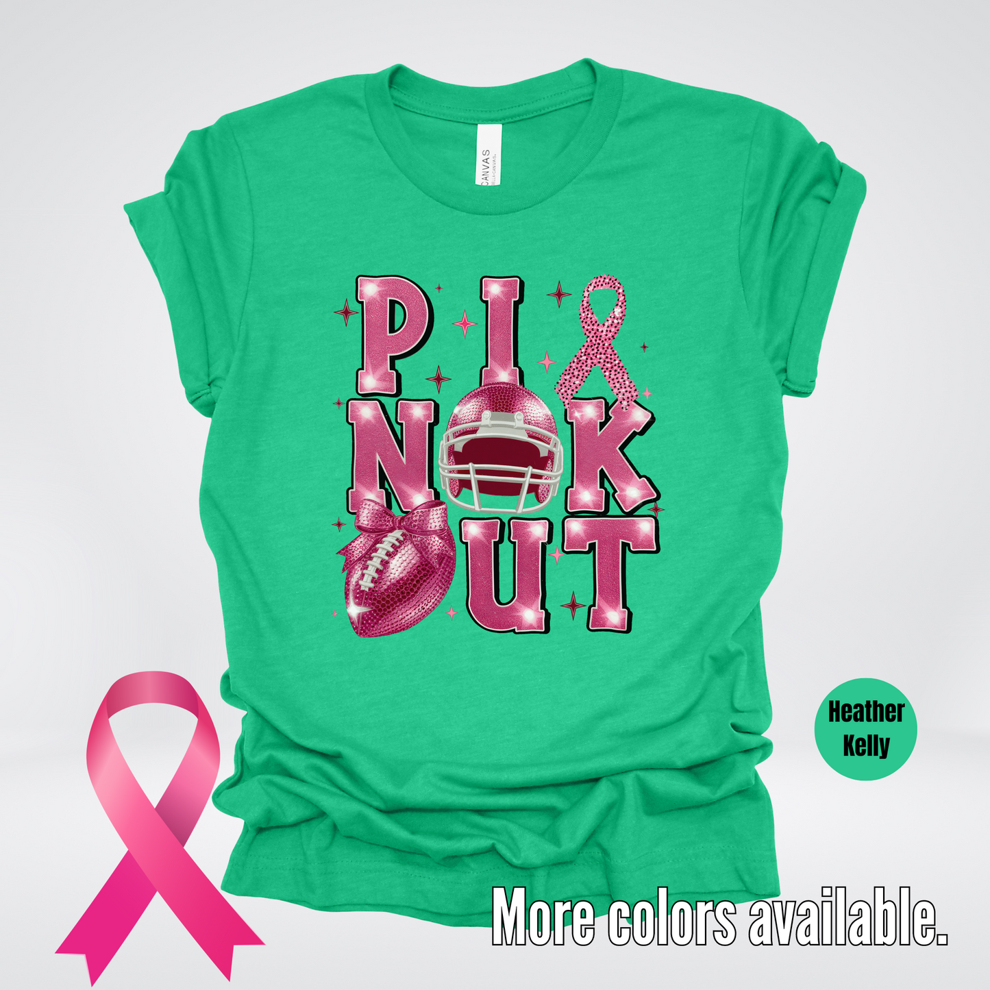 Pink Out Football Coquette Glitter Helmet T-Shirt