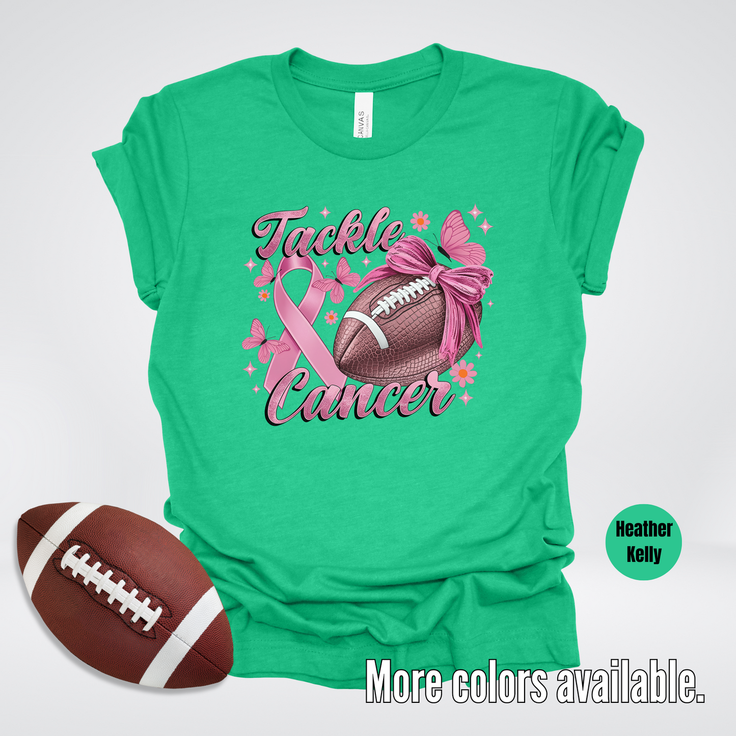 Tackle Cancer Coquette Football T-Shirt