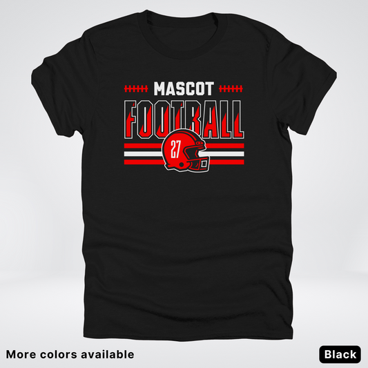 Custom Mascot & Number - Red - Football Design 2 T-Shirt