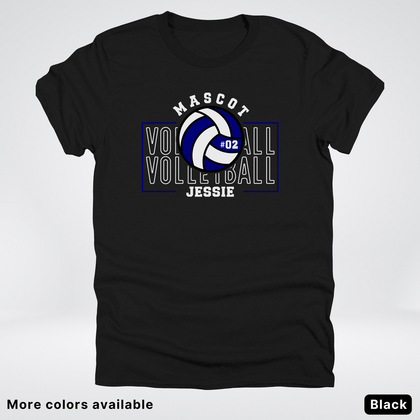 Custom Mascot, Number, & Name – Navy - Volleyball Design 13 T-Shirt