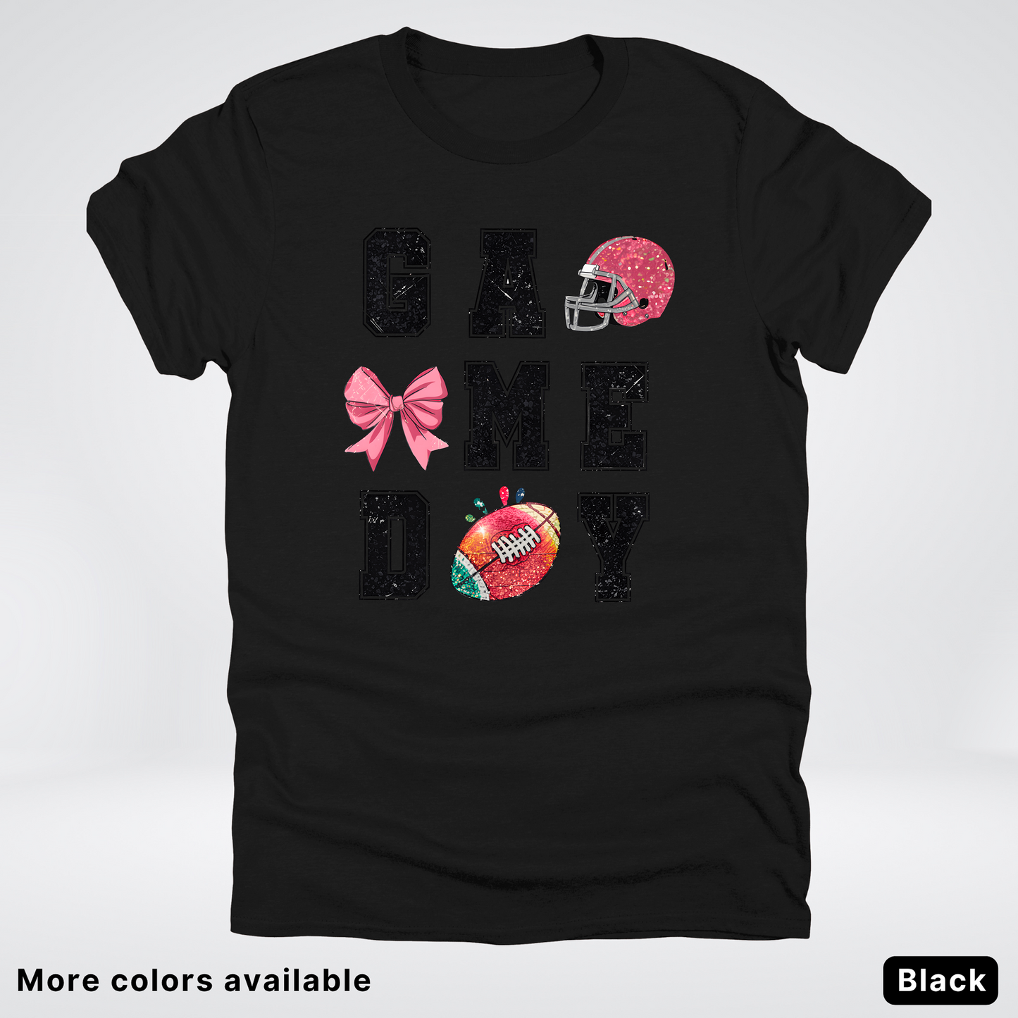 Game Day Pink Helmet Football & Bow - T-Shirt
