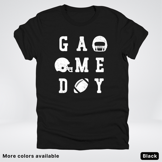 Game Day Football 3 x 3  – White Design  – T-Shirt