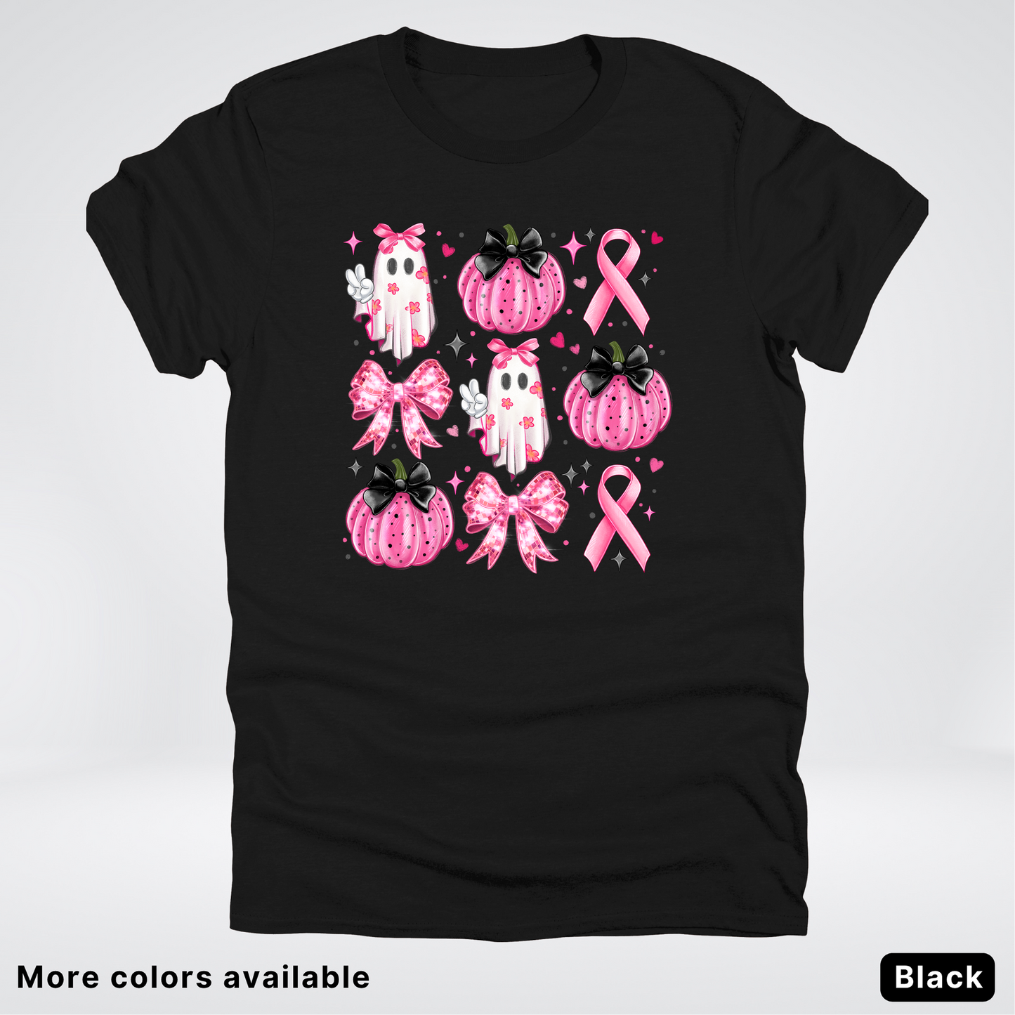 Ghost & Pink Out Pumpkins Coquette Cute Ghost Disco Bow - T-Shirt