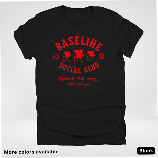 Baseline Social Club Softball – Red Design - T-Shirt