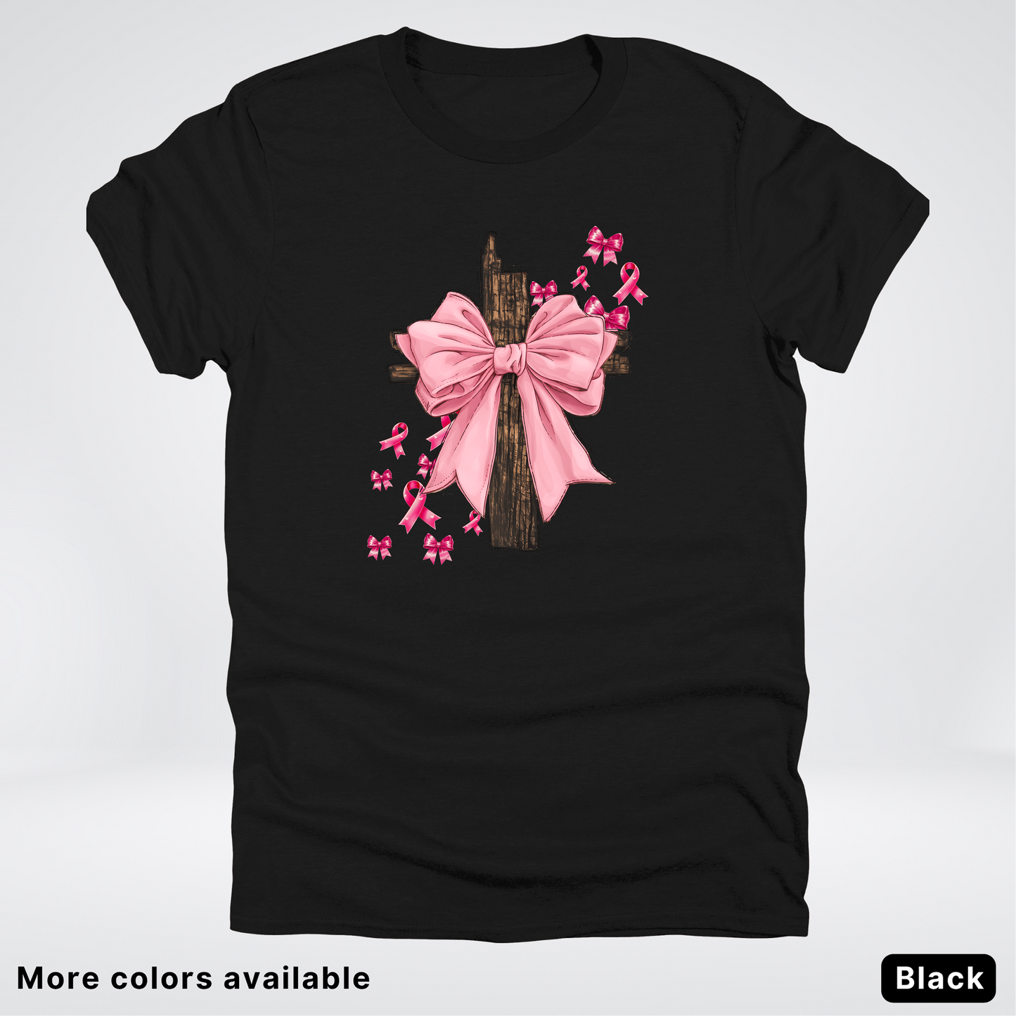 Pink Out Coquette Wooden Cross - T-Shirt