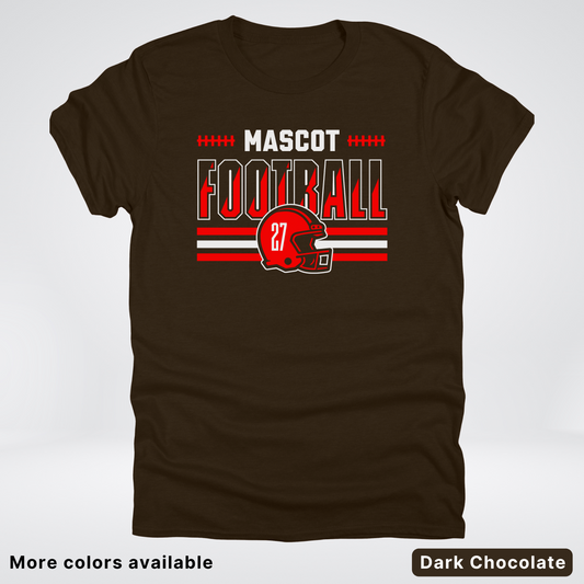 Custom Mascot & Number - Red - Football Design 2 T-Shirt