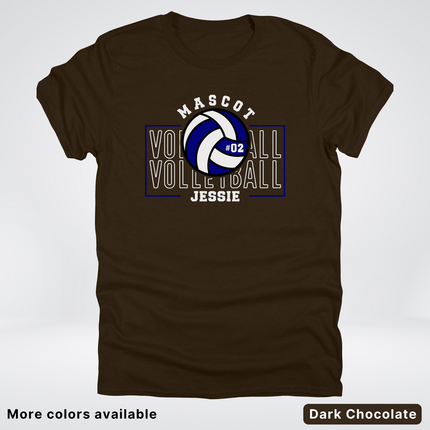 Custom Mascot, Number, & Name – Navy - Volleyball Design 13 T-Shirt