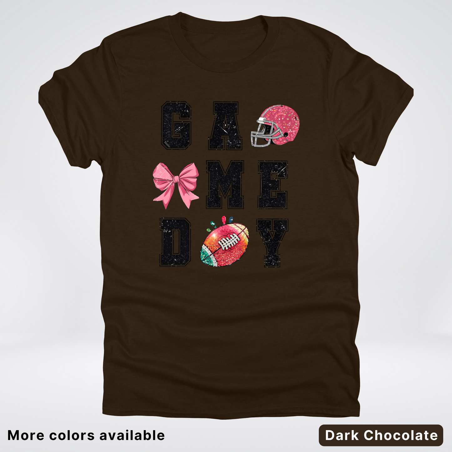 Game Day Pink Helmet Football & Bow - T-Shirt