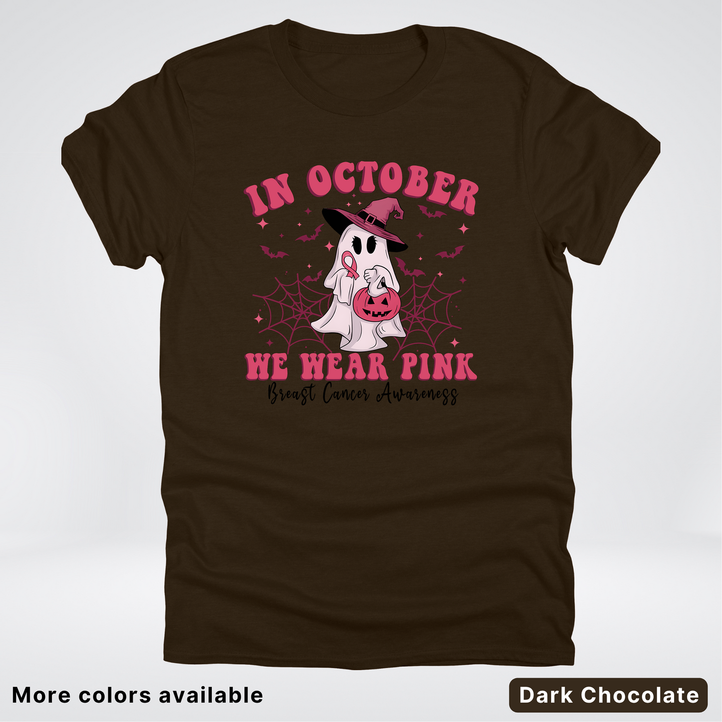 In October We Wear Pink Trick or Treating Ghost Witch - T-Shirt