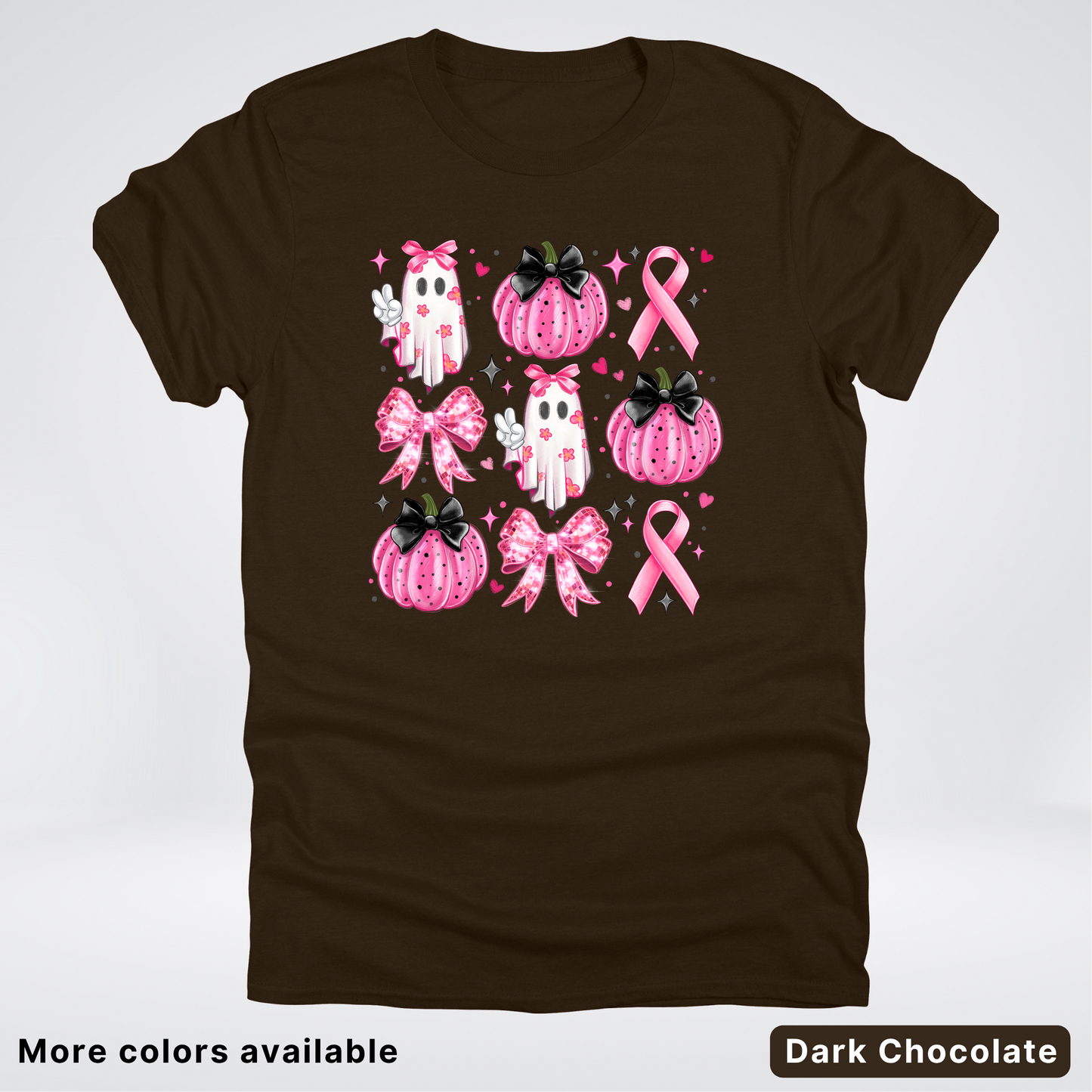 Ghost & Pink Out Pumpkins Coquette Cute Ghost Disco Bow - T-Shirt
