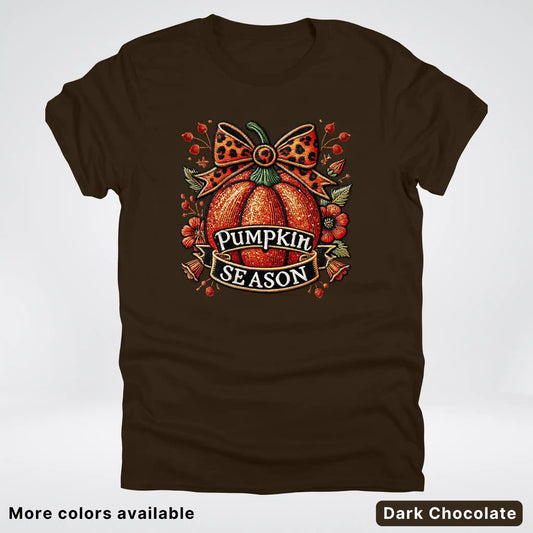 Pumpkin Season Leopard Print Bow Fall Autumn - T-Shirts