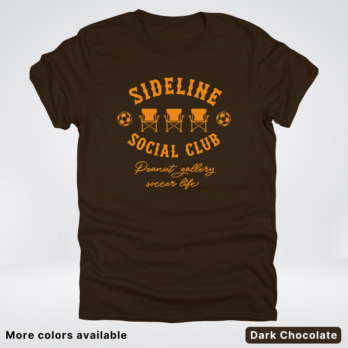 Sideline Social Club Peanut Gallery Soccer Life – Orange Design - T-Shirt