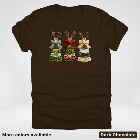 Season Greetings Reindeer Trees Hook Yard Faux - T-Shirt
