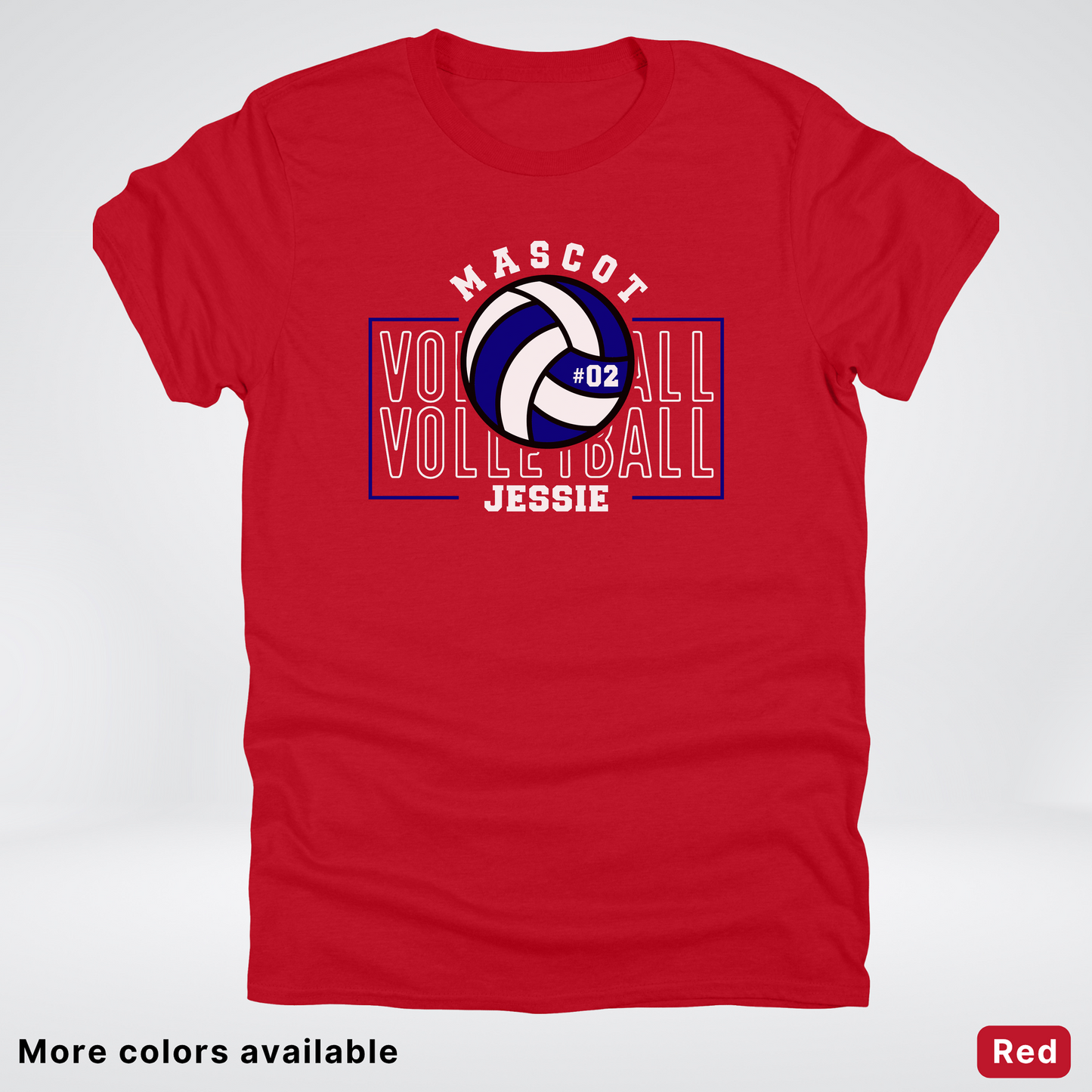 Custom Mascot, Number, & Name – Navy - Volleyball Design 13 T-Shirt