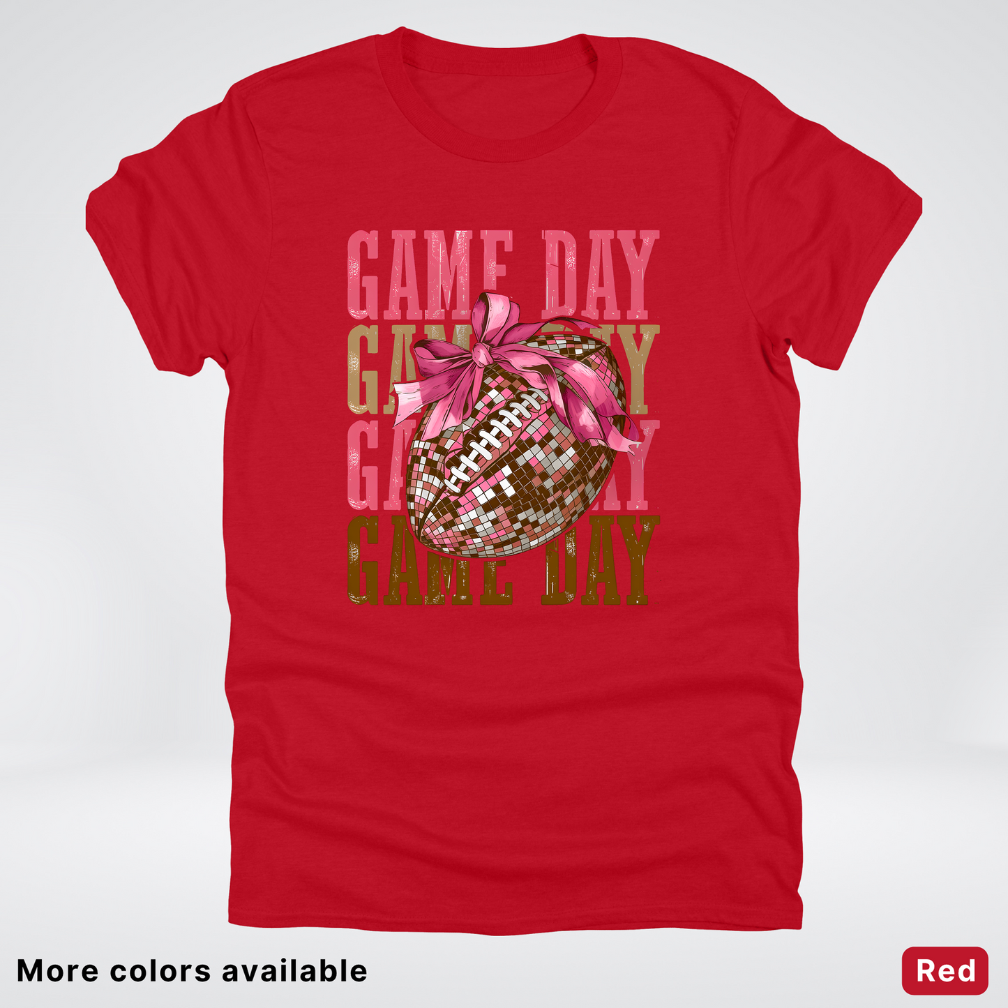 Game Day Pink Coquette Disco Football - T-Shirt