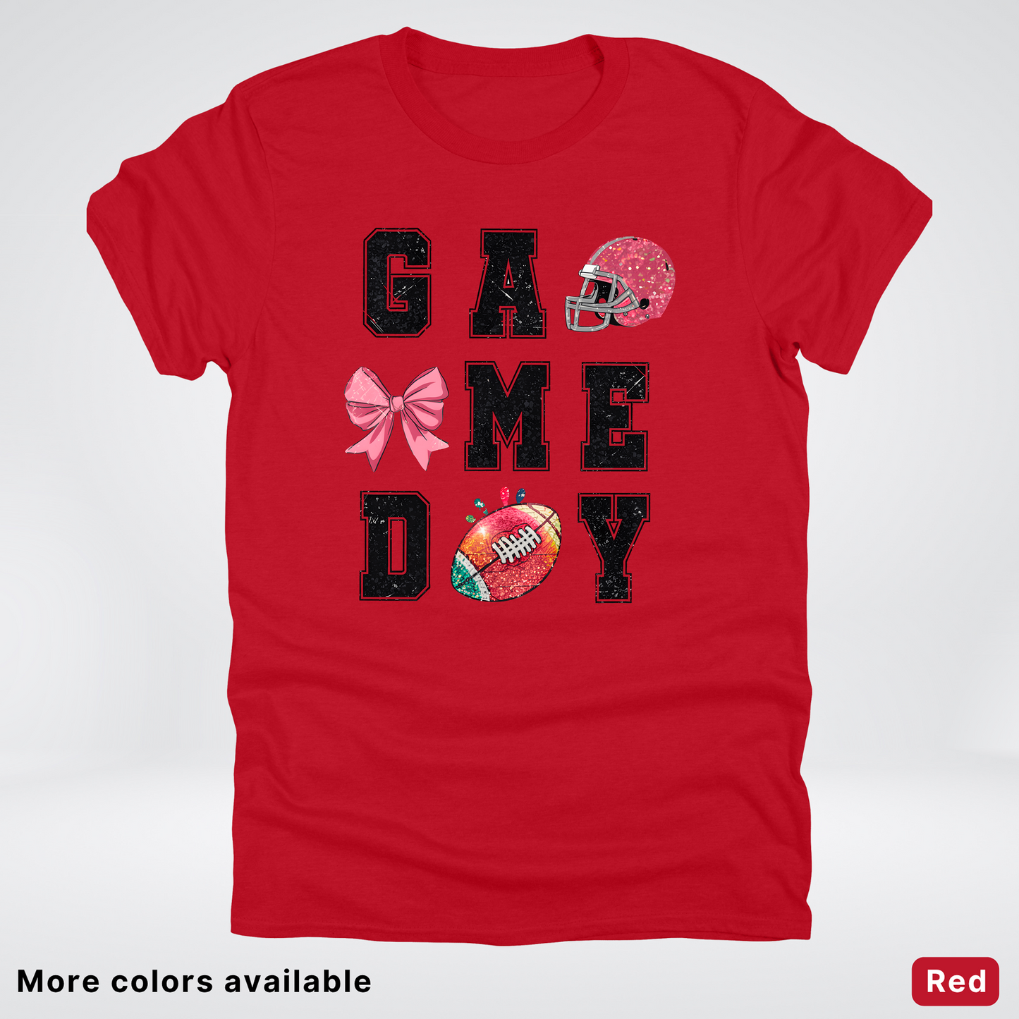 Game Day Pink Helmet Football & Bow - T-Shirt