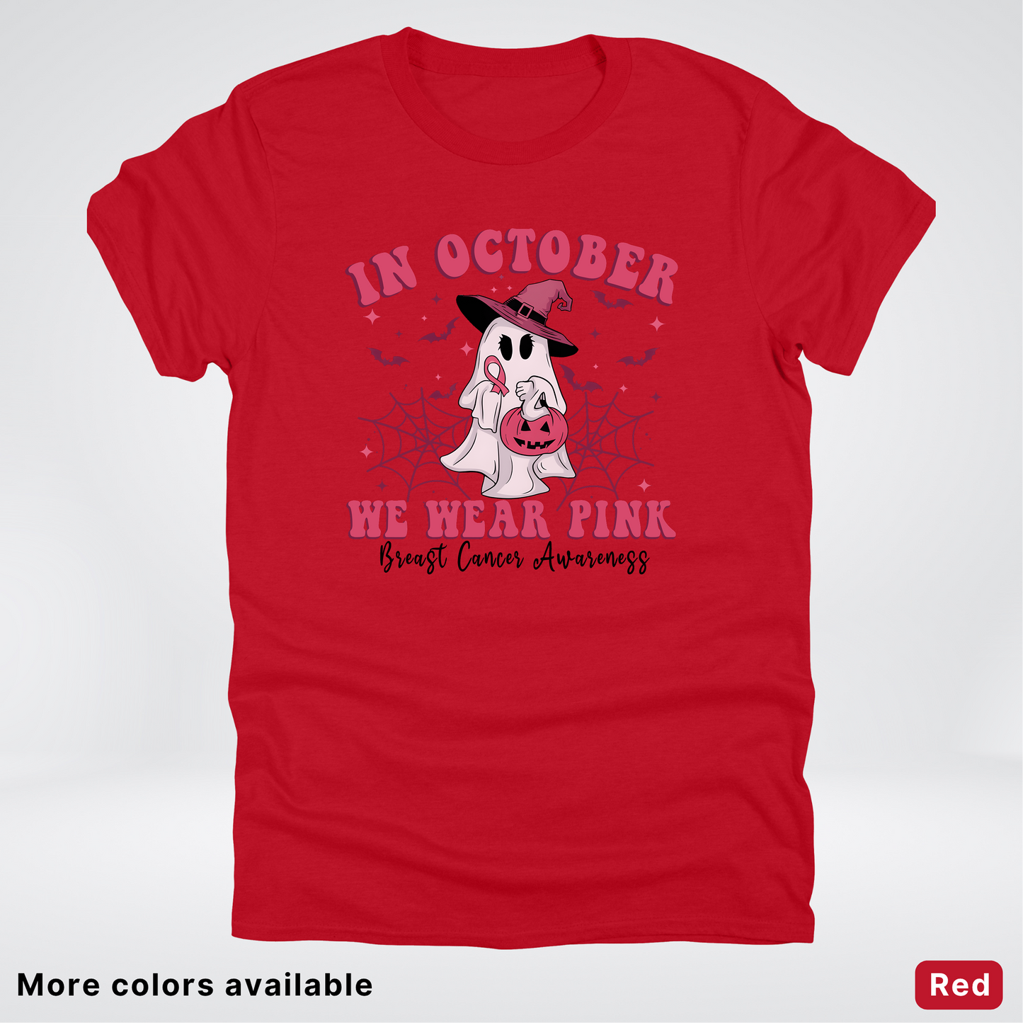 In October We Wear Pink Trick or Treating Ghost Witch - T-Shirt