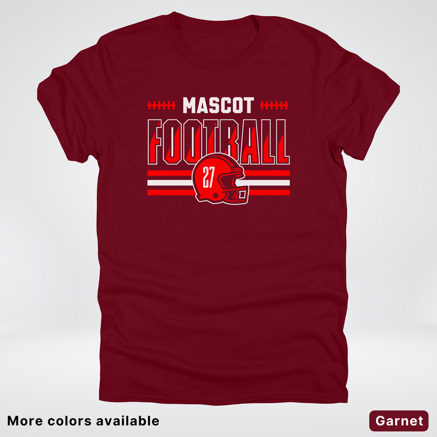 Custom Mascot & Number - Red - Football Design 2 T-Shirt