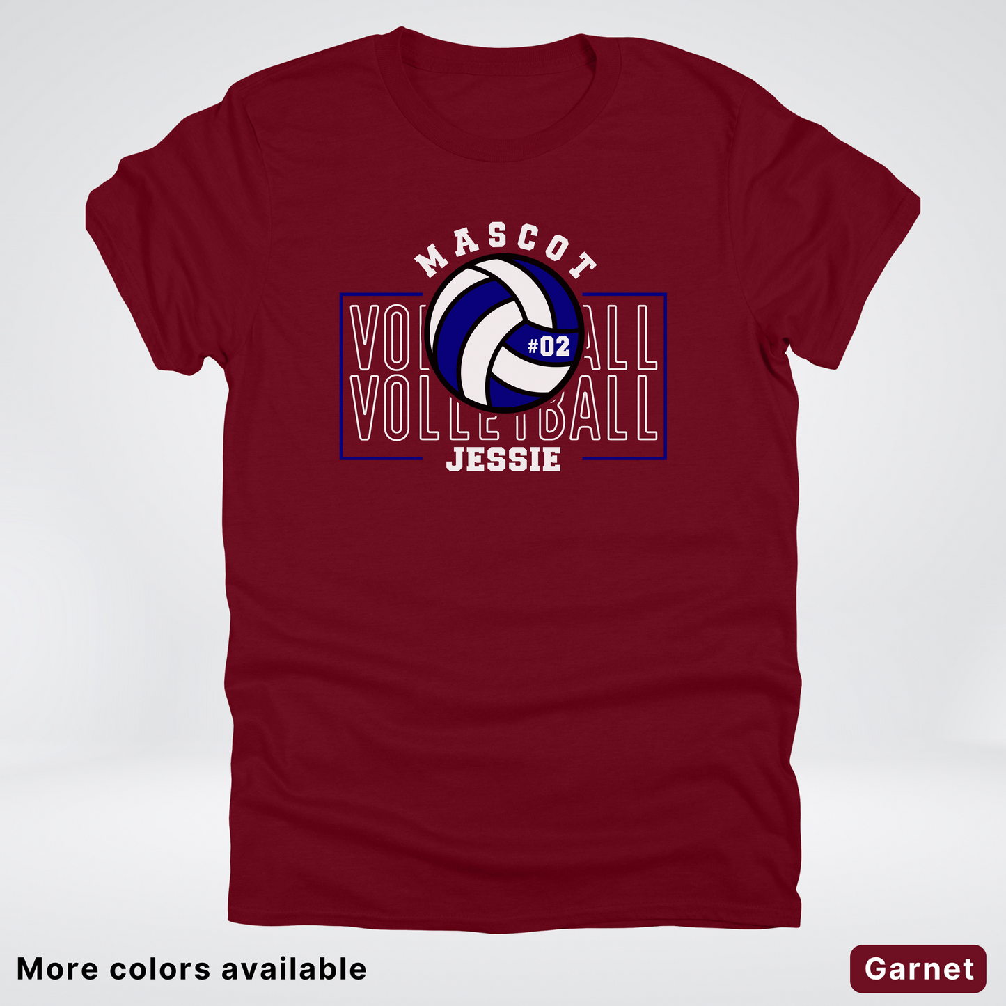 Custom Mascot, Number, & Name – Navy - Volleyball Design 13 T-Shirt