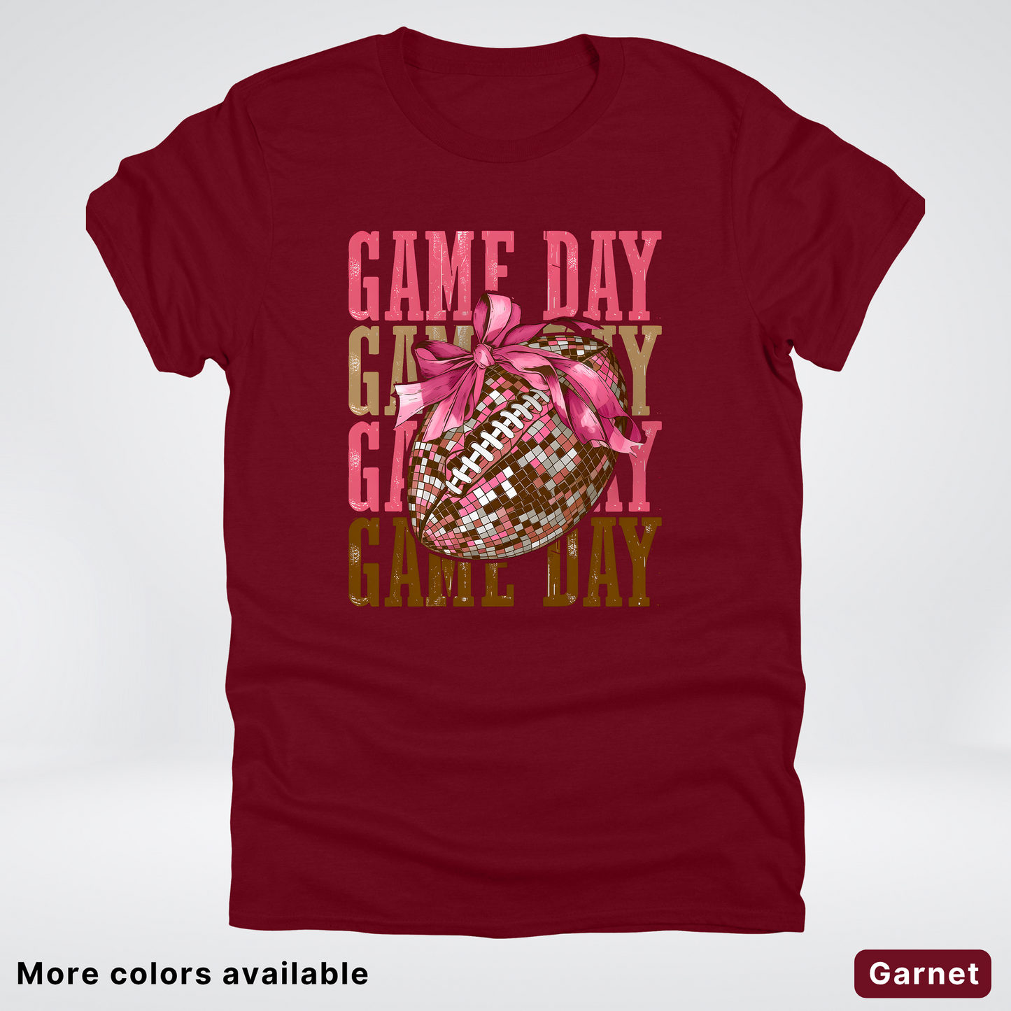 Game Day Pink Coquette Disco Football - T-Shirt