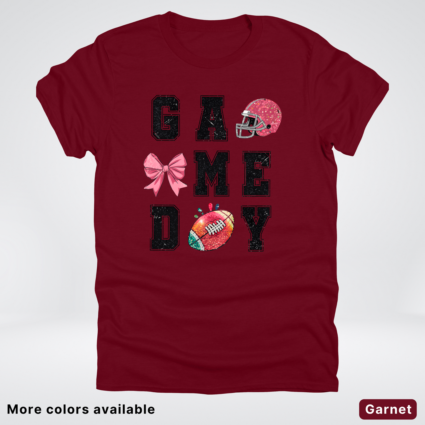 Game Day Pink Helmet Football & Bow - T-Shirt
