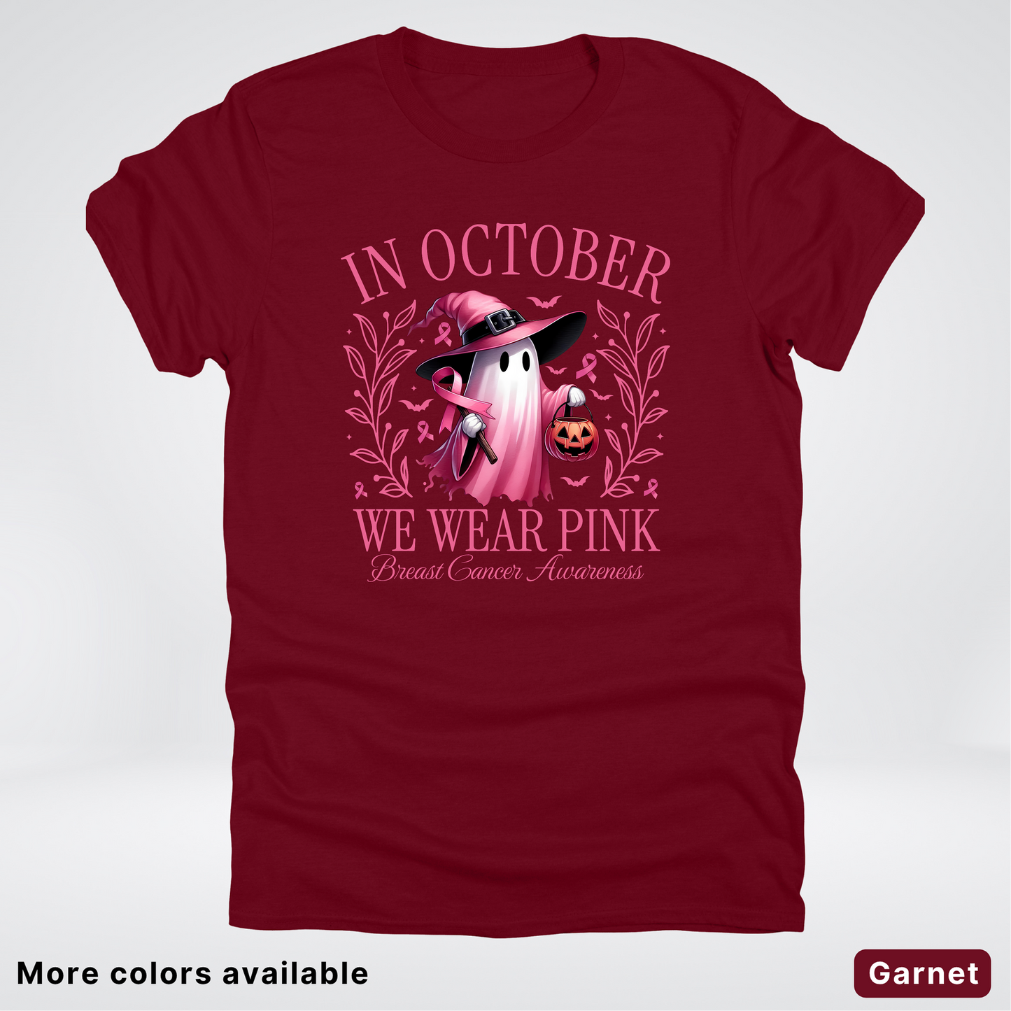 In October We Wear Pink Halloween Breast Cancer Awareness - T-Shirt