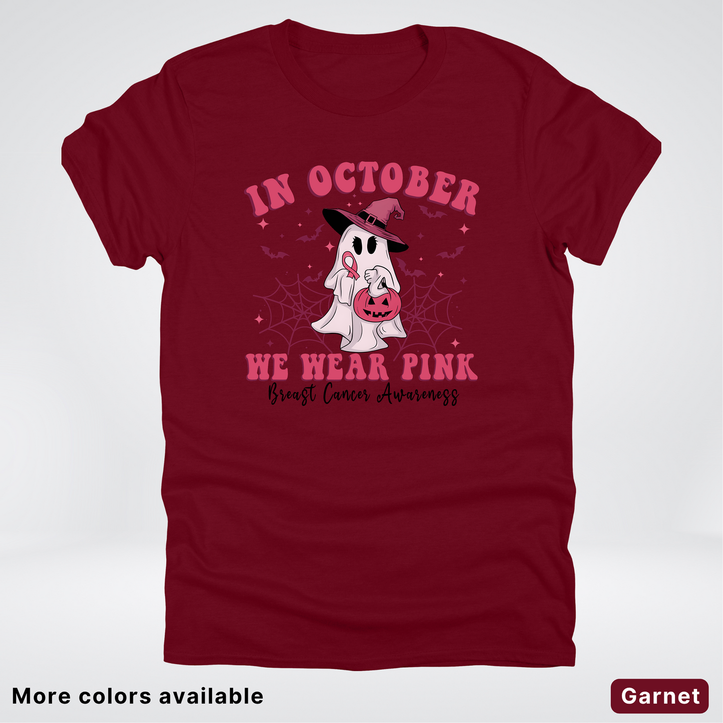 In October We Wear Pink Trick or Treating Ghost Witch - T-Shirt