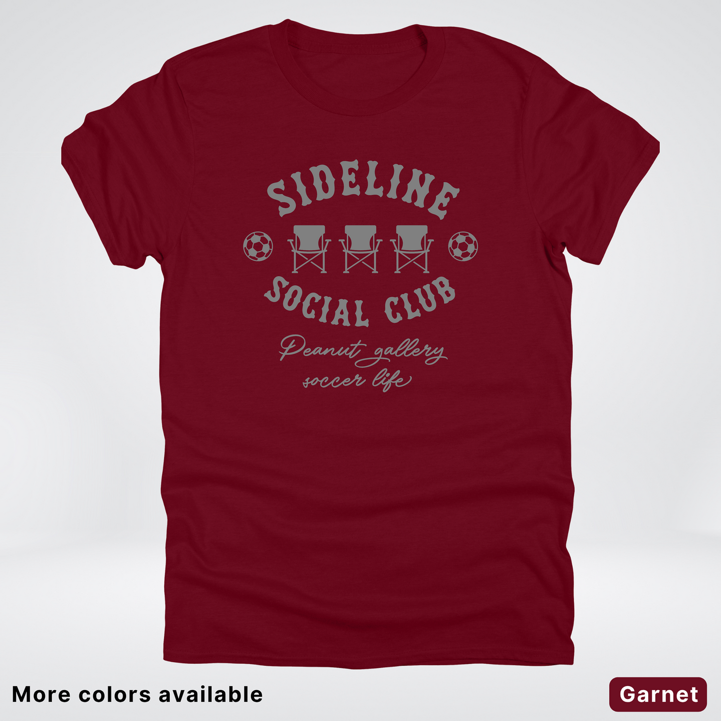 Sideline Social Club Peanut Gallery Soccer Life – Gray Design – T-Shirt