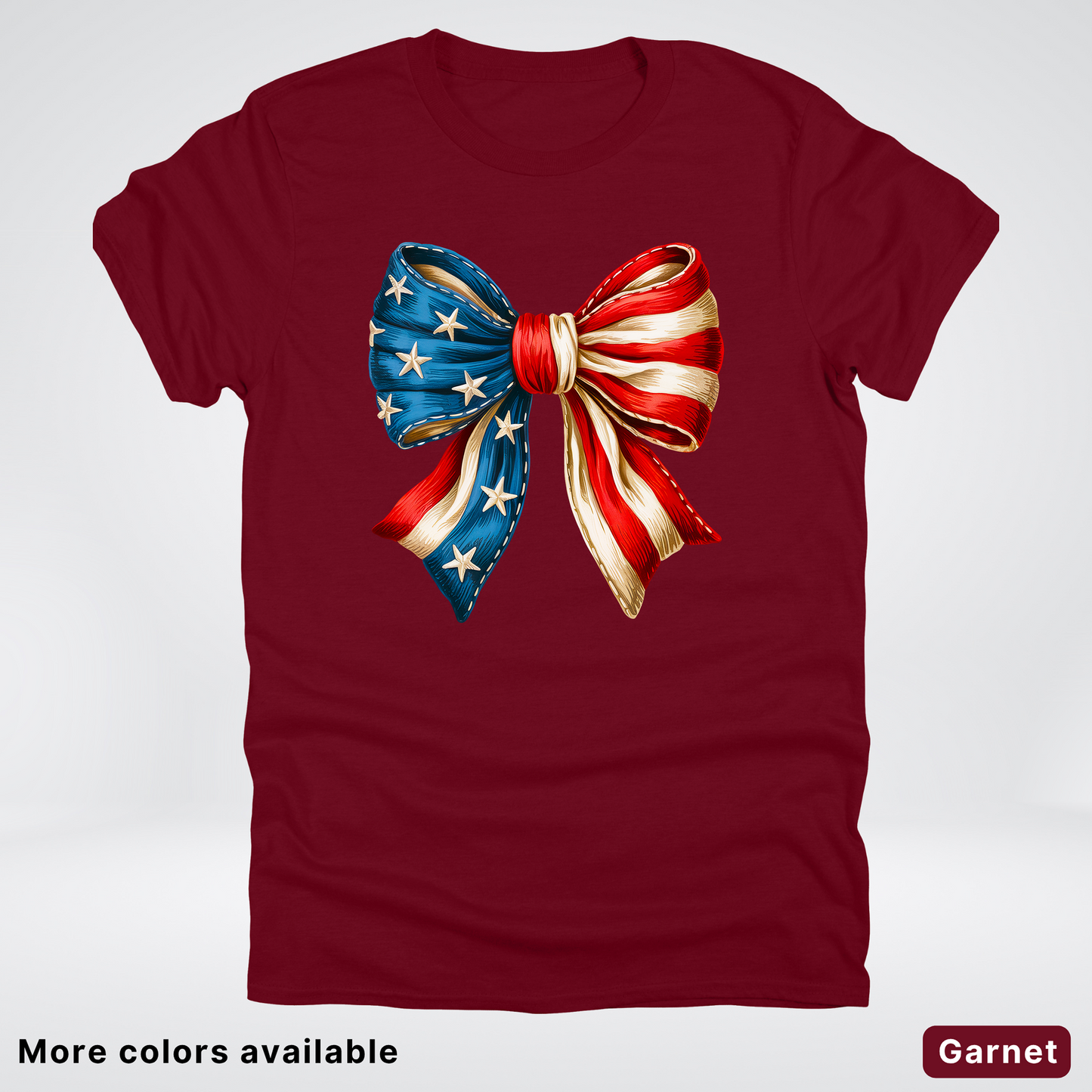 USA Flag Coquette Bow - 4th Of July Design - T-Shirt