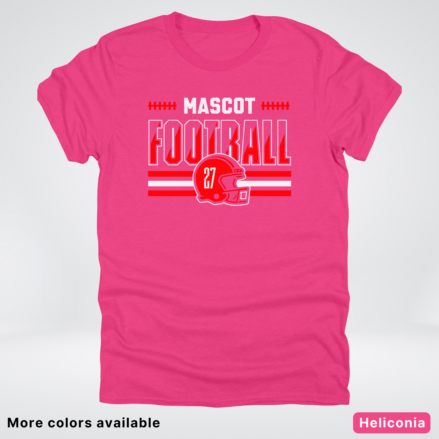 Custom Mascot & Number - Red - Football Design 2 T-Shirt