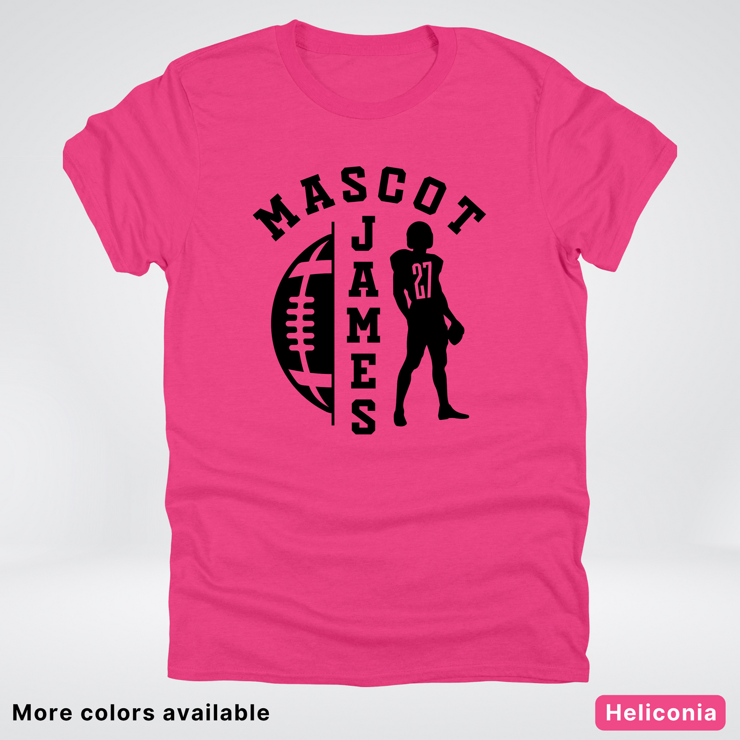 Custom Mascot, Number, & Name - Black - Football Design 31 T-Shirt