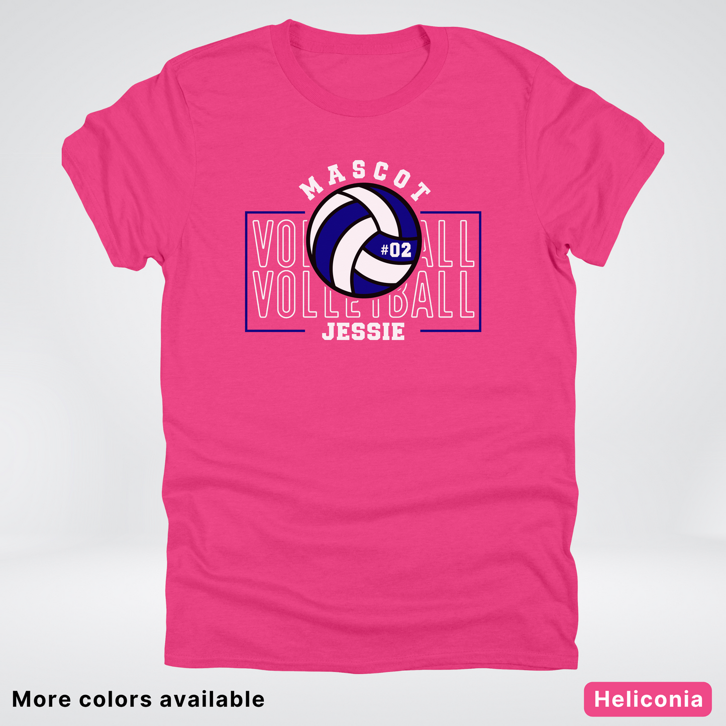 Custom Mascot, Number, & Name – Navy - Volleyball Design 13 T-Shirt