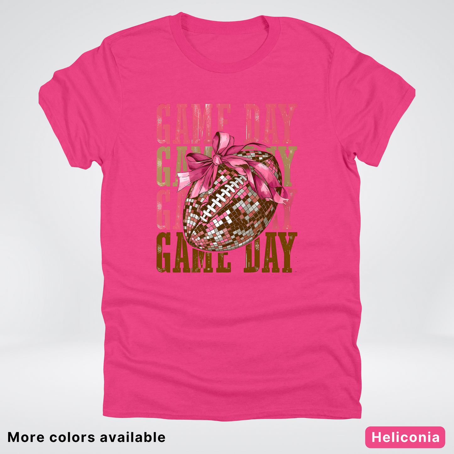 Game Day Pink Coquette Disco Football - T-Shirt