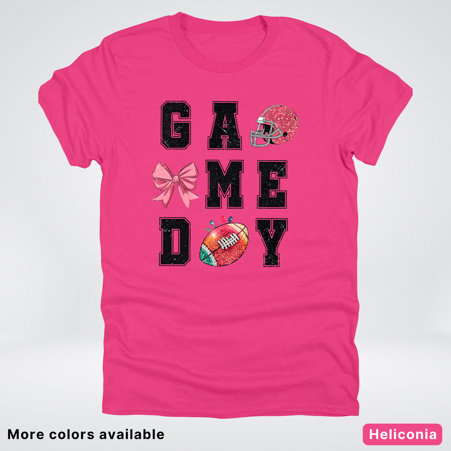 Game Day Pink Helmet Football & Bow - T-Shirt