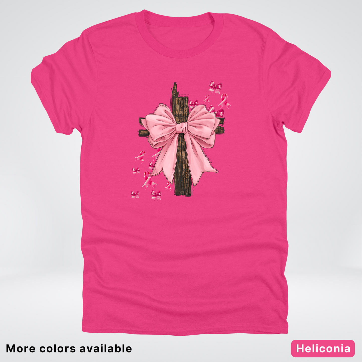 Pink Out Coquette Wooden Cross - T-Shirt